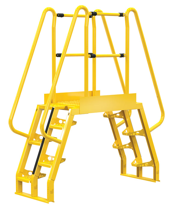 Vestil COLA-3-68-32 Steel Alternating Crossover Ladder 10 Step 68 Degrees 73 in. x 80 in. 350 lb. Capacity Yellow