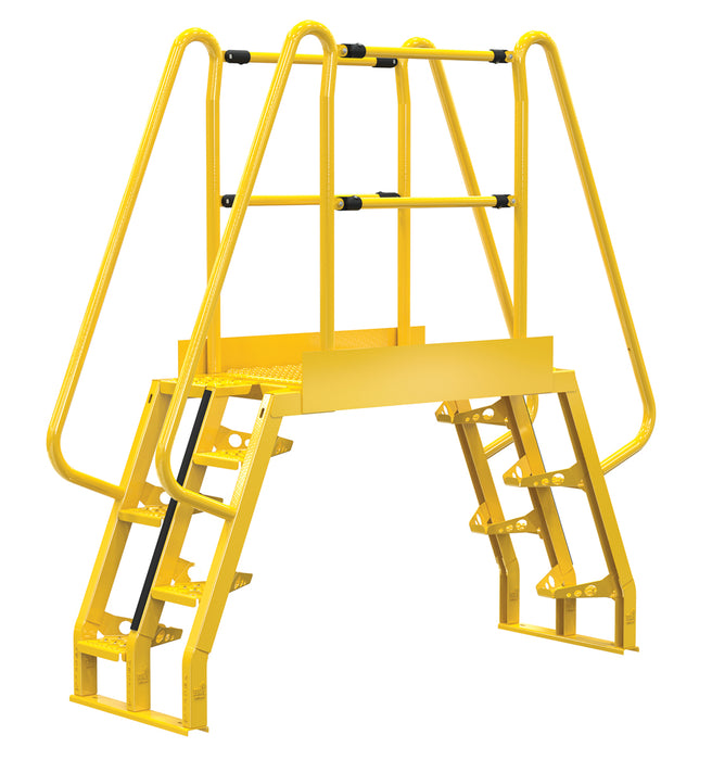 Vestil COLA-3-68-44 Steel Alternating Crossover Ladder 10 Step 68 Degrees 80 in. x 80 in. 350 lb. Capacity Yellow