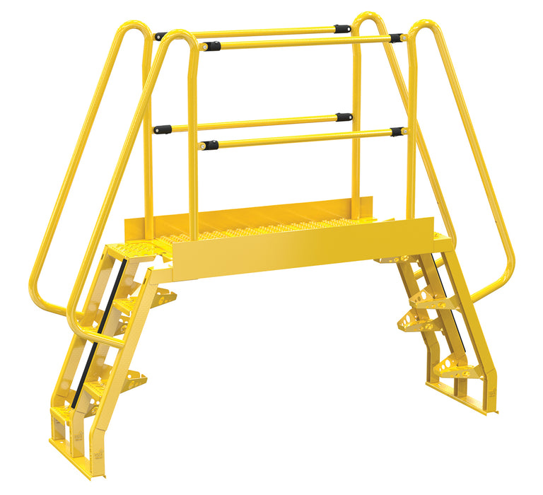 Vestil COLA-3-68-56 Steel Alternating Crossover Ladder 10 Step 68 Degrees 94 in. x 80 in. 350 lb. Capacity Yellow