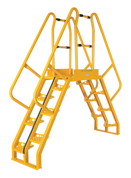 Vestil COLA-4-56-20 Steel Alternating Crossover Ladder 14 Step 56 Degrees 91 in. x 91 in. 350 lb. Capacity Yellow