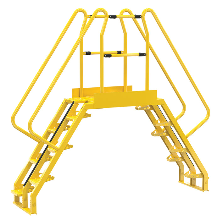 Vestil COLA-4-56-32 Steel Alternating Crossover Ladder 14 Step 56 Degrees 98 in. x 91 in. 350 lb. Capacity Yellow
