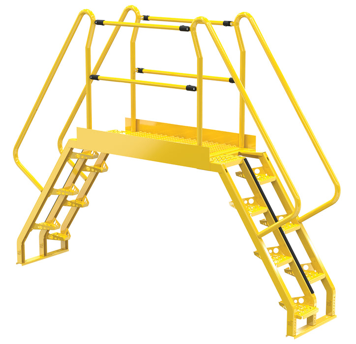 Vestil COLA-4-56-56 Steel Alternating Crossover Ladder 14 Step 56 Degrees 119 in. x 91 in. 350 lb. Capacity Yellow