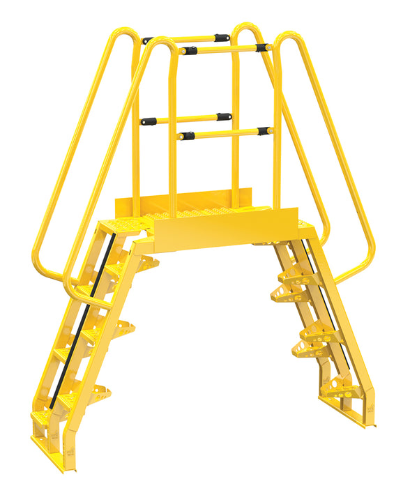 Vestil COLA-4-68-32 Steel Alternating Crossover Ladder 14 Step 68 Degrees 76 in. x 91 in. 350 lb. Capacity Yellow