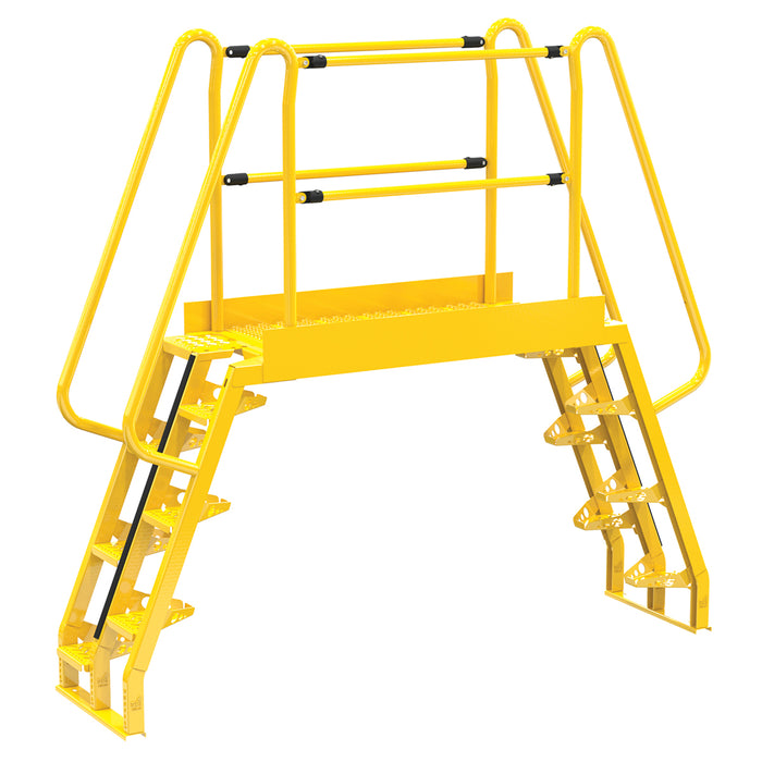 Vestil COLA-4-68-56 Steel Alternating Crossover Ladder 14 Step 68 Degrees 97 in. x 91 in. 350 lb. Capacity Yellow