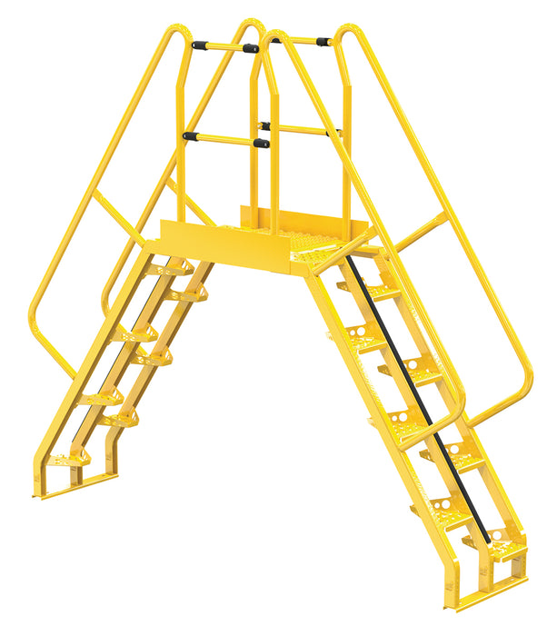 Vestil COLA-5-56-32 Steel Alternating Crossover Ladder 16 Step 56 Degrees 113 in. x 103 in. 350 lb. Capacity Yellow