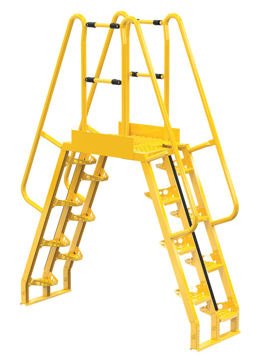 Vestil COLA-5-68-20 Steel Alternating Crossover Ladder 16 Step 68 Degrees 78 in. x 102 in. 350 lb. Capacity Yellow