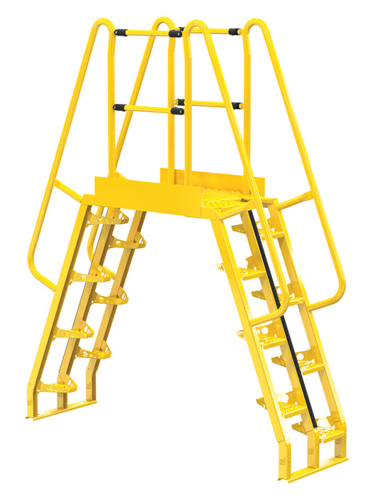 Vestil COLA-5-68-32 Steel Alternating Crossover Ladder 16 Step 68 Degrees 85 in. x 102 in. 350 lb. Capacity Yellow