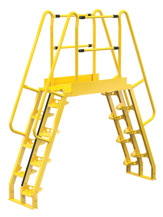 Vestil COLA-5-68-44 Steel Alternating Crossover Ladder 16 Step 68 Degrees 92 in. x 102 in. 350 lb. Capacity Yellow