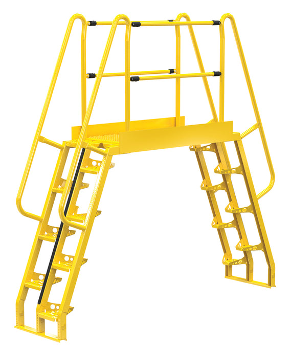Vestil COLA-5-68-56 Steel Alternating Crossover Ladder 16 Step 68 Degrees 106 in. x 102 in. 350 lb. Capacity Yellow