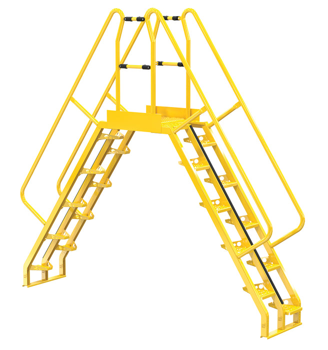 Vestil COLA-6-56-20 Steel Alternating Crossover Ladder 20 Step 56 Degrees 122 in. x 115 in. 350 lb. Capacity Yellow