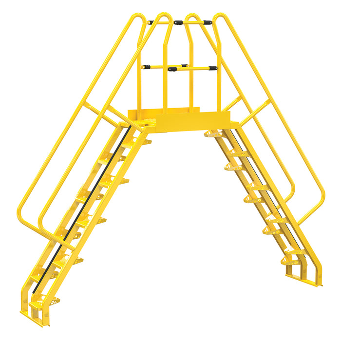 Vestil COLA-6-56-32 Steel Alternating Crossover Ladder 20 Step 56 Degrees 129 in. x 115 in. 350 lb. Capacity Yellow