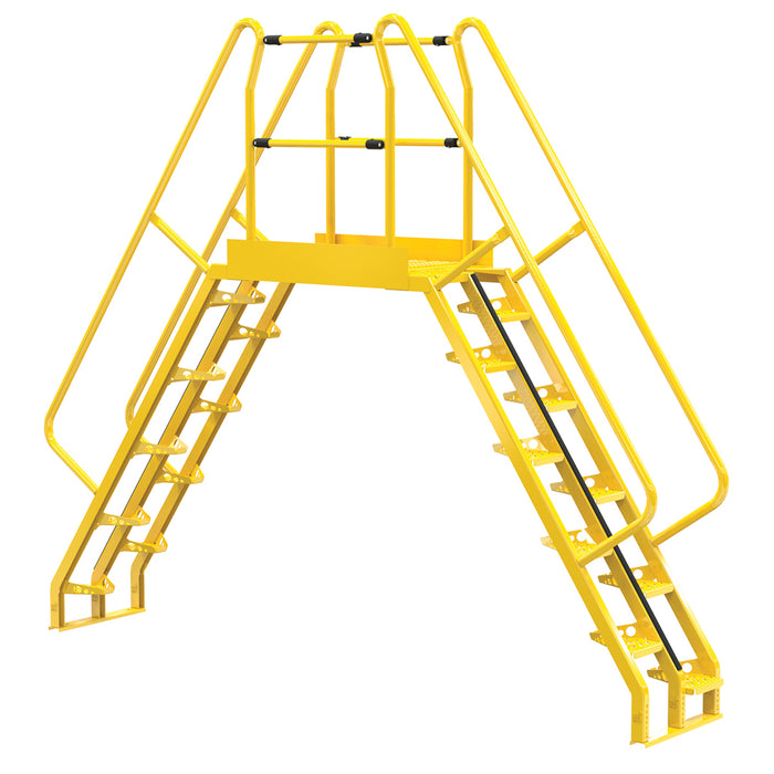 Vestil COLA-6-56-44 Steel Alternating Crossover Ladder 20 Step 56 Degrees 136 in. x 115 in. 350 lb. Capacity Yellow