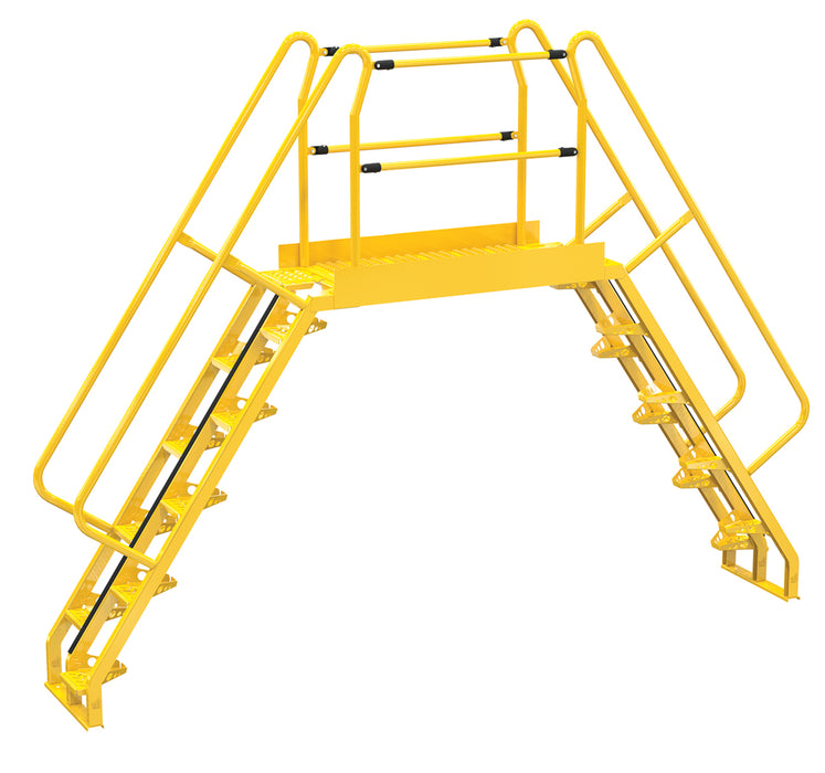 Vestil COLA-6-56-56 Steel Alternating Crossover Ladder 20 Step 56 Degrees 150 in. x 115 in. 350 lb. Capacity Yellow