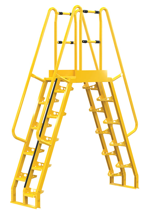 Vestil COLA-6-68-20 Steel Alternating Crossover Ladder 20 Step 68 Degrees 78 in. x 114 in. 350 lb. Capacity Yellow