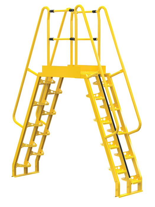Vestil COLA-6-68-32 Steel Alternating Crossover Ladder 20 Step 68 Degrees 95 in. x 114 in. 350 lb. Capacity Yellow