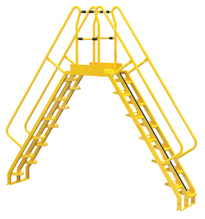 Vestil COLA-7-56-20 Steel Alternating Crossover Ladder 24 Step 56 Degrees 140 in. x 127 in. 350 lb. Capacity Yellow