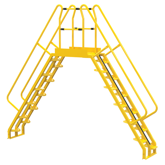 Vestil COLA-7-56-32 Steel Alternating Crossover Ladder 24 Step 56 Degrees 147 in. x 127 in. 350 lb. Capacity Yellow