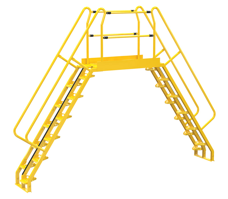 Vestil COLA-7-56-56 Steel Alternating Crossover Ladder 24 Step 56 Degrees 168 in. x 127 in. 350 lb. Capacity Yellow