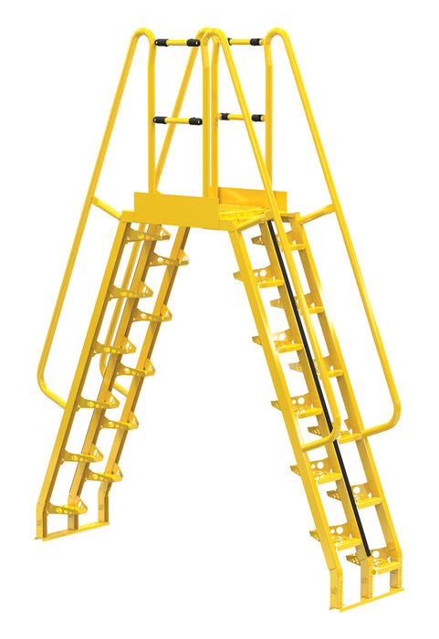 Vestil COLA-7-68-20 Steel Alternating Crossover Ladder 24 Step 68 Degrees 98 in. x 127 in. 350 lb. Capacity Yellow