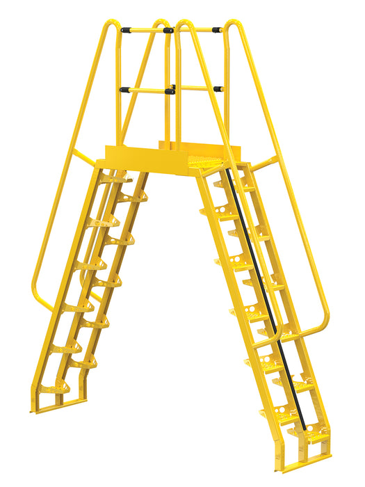 Vestil COLA-7-68-32 Steel Alternating Crossover Ladder 24 Step 68 Degrees 105 in. x 127 in. 350 lb. Capacity Yellow