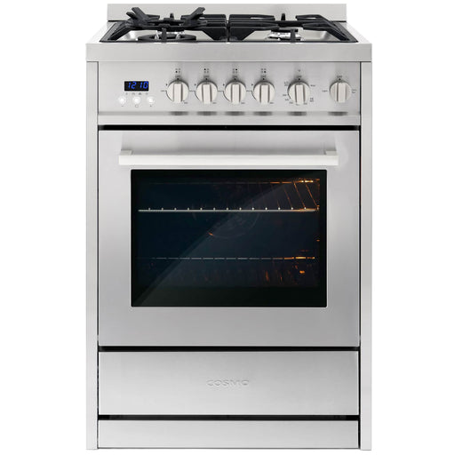 Cosmo 24-Inch 2.73 Cu. Ft. Single Oven Gas Range with 4 Burner Cooktop in Stainless Steel (COS-244AGC) Cosmo