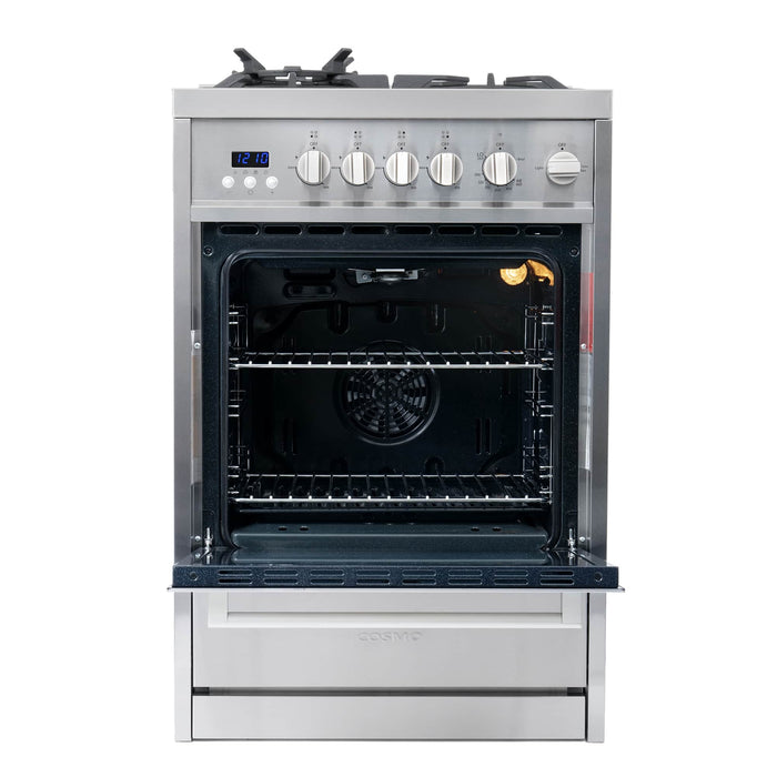 Cosmo 24-Inch 2.73 Cu. Ft. Single Oven Gas Range with 4 Burner Cooktop in Stainless Steel (COS-244AGC) Cosmo