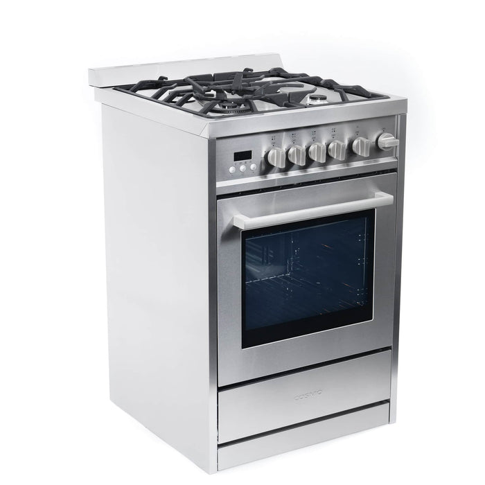 Cosmo 24-Inch 2.73 Cu. Ft. Single Oven Gas Range with 4 Burner Cooktop in Stainless Steel (COS-244AGC) Cosmo