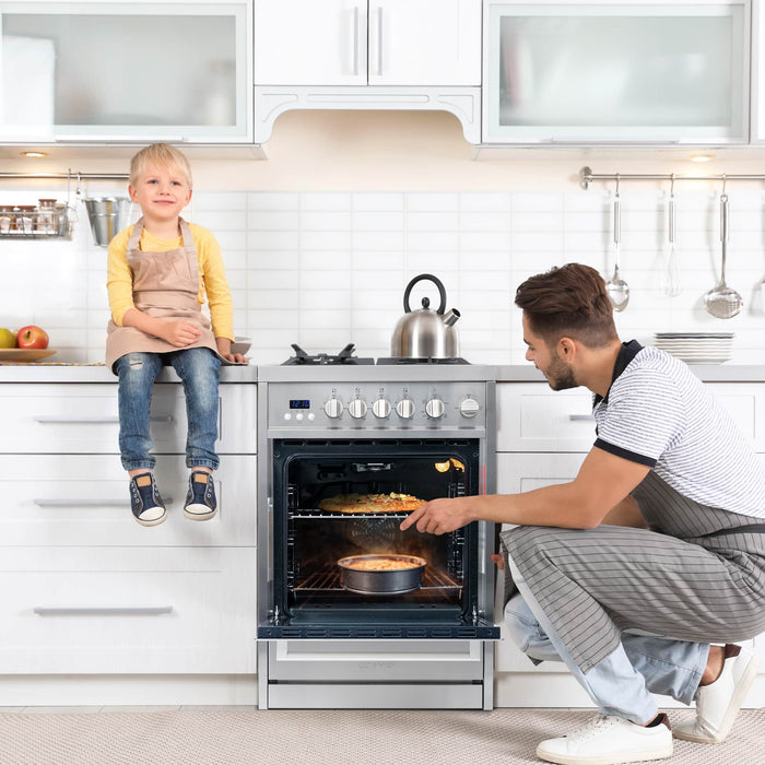 Cosmo 24-Inch 2.73 Cu. Ft. Single Oven Gas Range with 4 Burner Cooktop in Stainless Steel (COS-244AGC) Cosmo