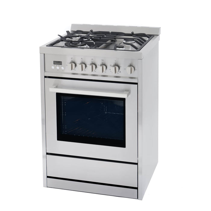 Cosmo 24-Inch 2.73 Cu. Ft. Single Oven Gas Range with 4 Burner Cooktop in Stainless Steel (COS-244AGC) Cosmo