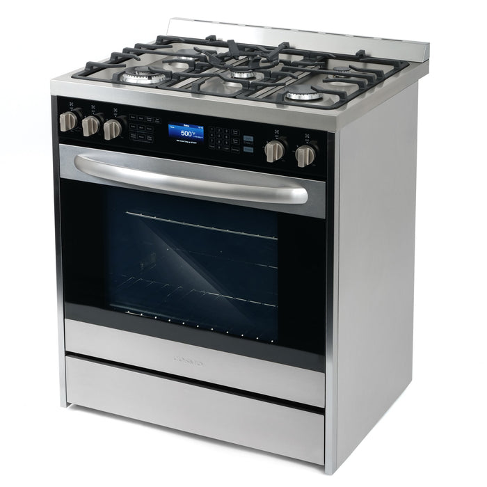 Cosmo 4-Piece Appliance Package - 30-Inch Dual Fuel Range, Wall Mount Range Hood, Dishwasher and Refrigerator with Water Dispenser in Stainless Steel (COS-4PKG-649) Cosmo