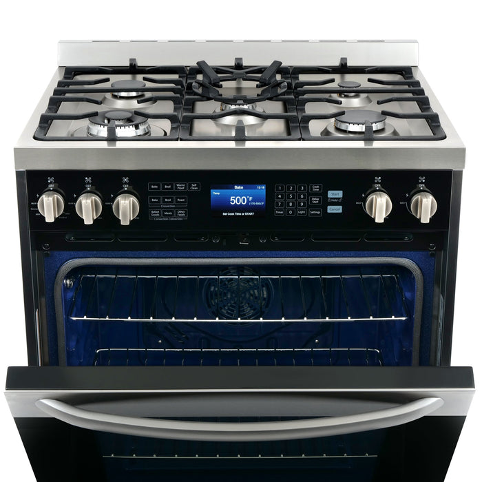 Cosmo 4-Piece Appliance Package - 30-Inch Dual Fuel Range, Wall Mount Range Hood, Dishwasher and Refrigerator in Stainless Steel (COS-4PKG-038) Cosmo