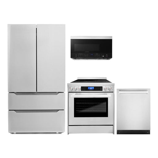 Cosmo 4-Piece Appliance Package - 30-Inch Single Oven Electric Range, Over-the-Range Microwave, Dishwasher, and Refrigerator in Stainless Steel (COS-4PKG-001) Cosmo