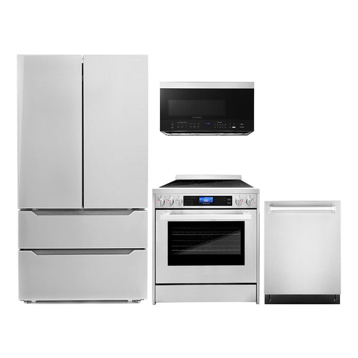 Cosmo 4-Piece Appliance Package - 30-Inch Single Oven Electric Range, Over-the-Range Microwave, Dishwasher, and Refrigerator in Stainless Steel (COS-4PKG-001) Cosmo