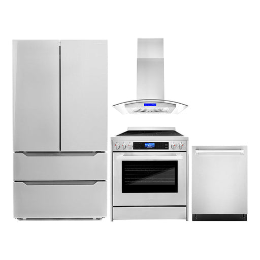 Cosmo 4 - Piece Appliance Package - 30-Inch Electric Range, Range Hood, Dishwasher, and Refrigerator (COS-4PKG-033) Cosmo