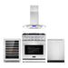 Cosmo 4-Piece Appliance Package - 30-Inch Gas Range, Island Range Hood, Dishwasher and Wine Cooler in Stainless Steel (COS-4PKG-100) Cosmo