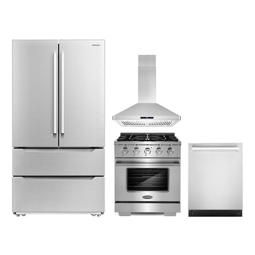 Cosmo 4-Piece Appliance Package - 30-Inch Gas Range, Island Range Hood, Dishwasher and Refrigerator in Stainless Steel (COS-4PKG-196) Cosmo