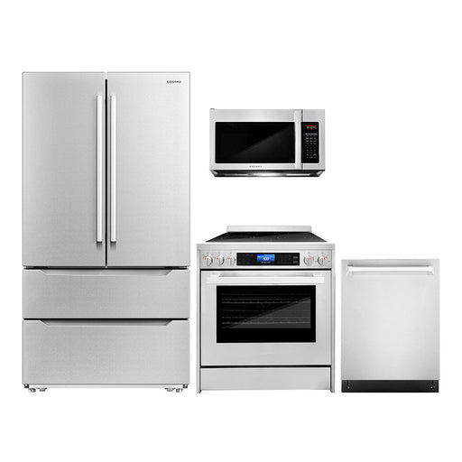 Cosmo 4-Piece Appliance Package - 30-Inch Single Oven Electric Range, Dishwasher, Refrigerator and Microwave Oven in Stainless Steel (COS-4PKG-227) Cosmo