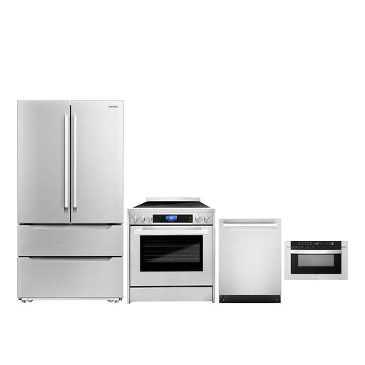 Cosmo 4-Piece Appliance Package - 30-Inch Single Oven Electric Range, Dishwasher, Refrigerator and Microwave Drawer in Stainless Steel (COS-4PKG-277) Cosmo