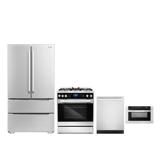 Cosmo 4-Piece Appliance Package - 30-Inch Dual Fuel Range, Dishwasher, Refrigerator and Microwave Drawer in Stainless Steel (COS-4PKG-278) Cosmo