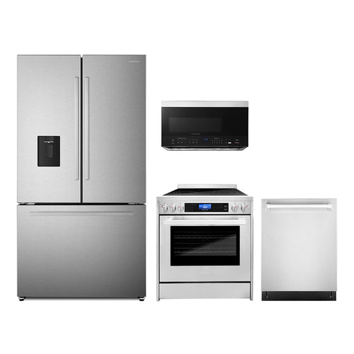 Cosmo 4-Piece Appliance Package - 30-Inch Electric , Dishwasher, Refrigerator with Water Dispenser and Over-the- Microwave in Stainless Steel (COS-4PKG-624) Cosmo