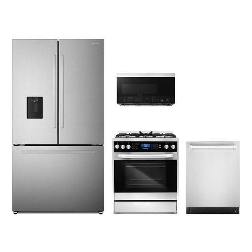 Cosmo 4-Piece Appliance Package - 30-Inch Dual Fuel Range, Dishwasher, Refrigerator with Water Dispenser and Microwave Drawer in Stainless Steel (COS-4PKG-625) Cosmo