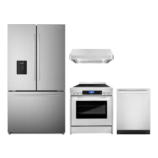 Cosmo 4-Piece Appliance Package - 30-Inch Electric Range, Under Cabinet Range Hood, Dishwasher and Refrigerator in Stainless Steel (COS-4PKG-643) Cosmo