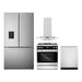 Cosmo 4-Piece Appliance Package - 30-Inch Dual Fuel Range, Island Range Hood, Dishwasher and Refrigerator with Water Dispenser in Stainless Steel (COS-4PKG-651) Cosmo