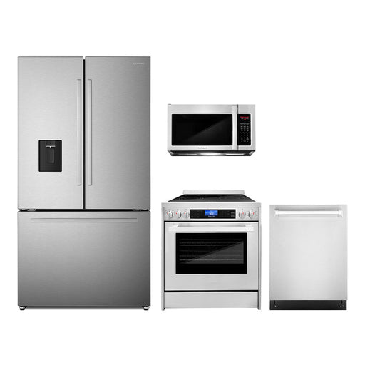 Cosmo 4-Piece Appliance Package - 30-Inch Single Oven Electric Range, Dishwasher, Refrigerator with Water Dispenser and Over-the-Range Microwave in Stainless Steel (COS-4PKG-683) Cosmo