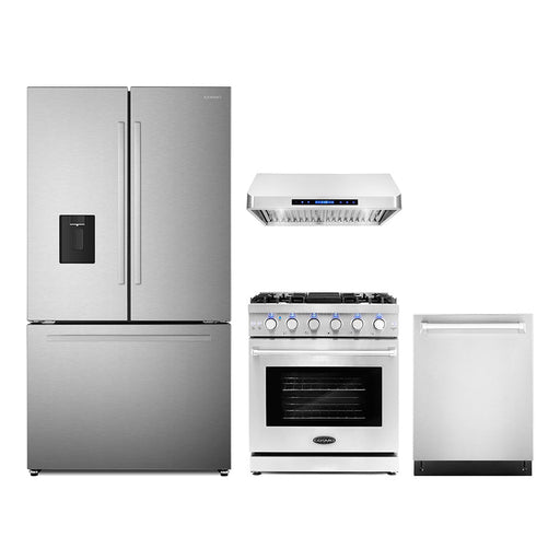 Cosmo 4-Piece Appliance Package - 30-Inch Gas Range, Under Cabinet Range Hood, Dishwasher and Refrigerator in Stainless Steel (COS-4PKG-687) Cosmo