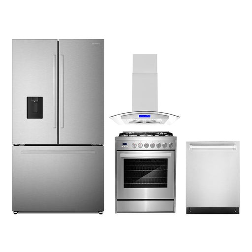 Cosmo 4-Piece Appliance Package - 30-Inch Gas Range, Island Mount Range Hood, Dishwasher and Refrigerator in Stainless Steel (COS-4PKG-734) Cosmo