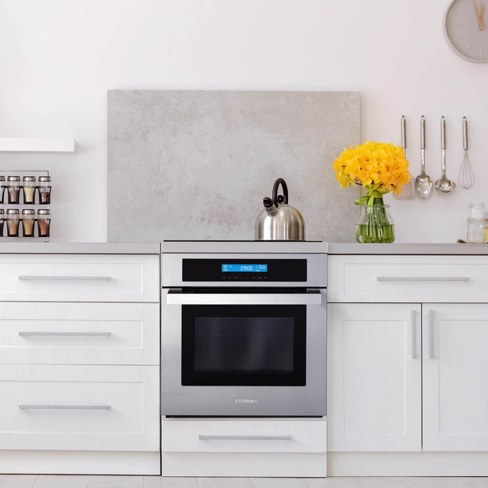 Cosmo 4-Piece Appliance Package - 30-Inch Electric Cooktop, Under Cabinet Range Hood, Wall Oven and Microwave in Stainless Steel (COS-4PKG-136) Cosmo