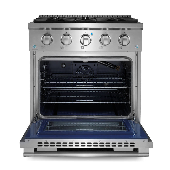 Cosmo 4-Piece Appliance Package - 30-Inch Gas Range, Island Mount Range Hood, Dishwasher and Refrigerator with Water Dispenser in Stainless Steel (COS-4PKG-658) Cosmo