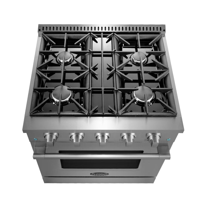 Cosmo 4-Piece Appliance Package - 30-Inch Gas Range, Under Cabinet Range Hood, Dishwasher and Refrigerator with Water Dispenser in Stainless Steel (COS-4PKG-636) Cosmo