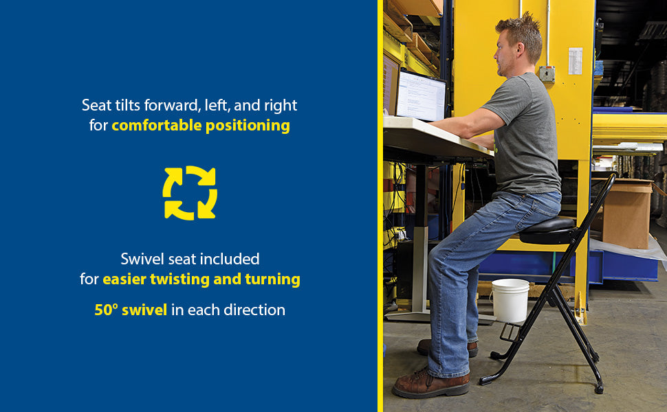 Vestil CPRO-600S steel height ergonomic worker chairs feature overview 3